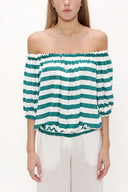 Green Elastic mini blouse 19693