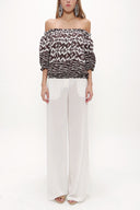 Brown Elastic mini blouse 19693