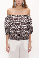 Brown Elastic mini blouse 19693