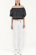 Striped Elastic mini blouse 19693