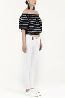 Striped Elastic mini blouse 19693