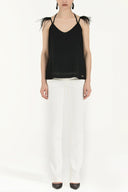 Black Feathered strap blouse 19694