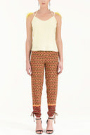 Yellow Feathered strap blouse 19694