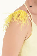 Yellow Feathered strap blouse 19694