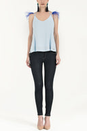 Blue Feathered strap blouse 19694