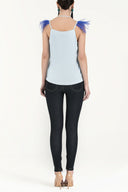 Blue Feathered strap blouse 19694