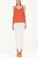 Orange Feathered strap blouse 19694