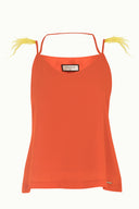 Orange Feathered strap blouse 19694