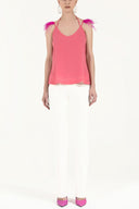 Pink Feathered strap blouse 19694