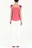 Pink Feathered strap blouse 19694