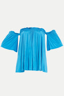 Blue Elastic  off shoulder  woven  blouse  19702