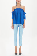 Sax Elastic  off shoulder  woven  blouse  19702