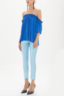 Sax Elastic  off shoulder  woven  blouse  19702