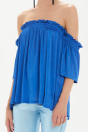 Sax Elastic  off shoulder  woven  blouse  19702