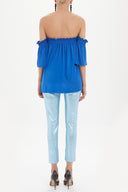 Sax Elastic  off shoulder  woven  blouse  19702