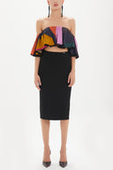 Striped Elastic detail off shoulder blouse19703