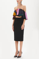 Striped Elastic detail off shoulder blouse19703