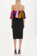 Striped Elastic detail off shoulder blouse19703