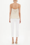 Beige Patterned spaghetti straps tanktop 19704