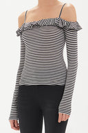 Black Ruffled  woven  blouse  19708