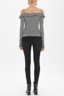 Black Ruffled  woven  blouse  19708