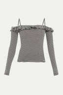 Black Ruffled  woven  blouse  19708