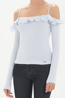 Blue Ruffled  woven  blouse  19708