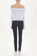 Blue Ruffled  woven  blouse  19708