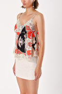 Red Lace detail strappy blouse 19710