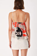 Red Lace detail strappy blouse 19710