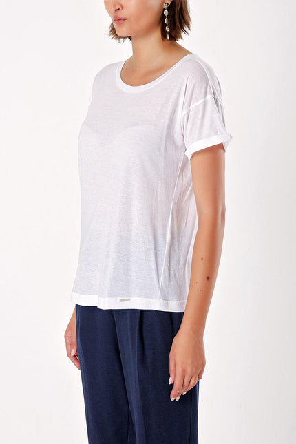 Beyaz Bol Kesim Basic Tshirt 19712