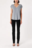 Gray V-Neck Basic Tshirt 19713