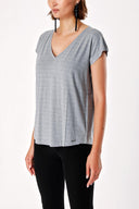 Gray V-Neck Basic Tshirt 19713