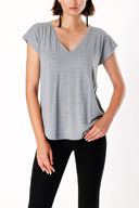 Gray V-Neck Basic Tshirt 19713