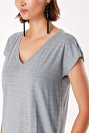 Gray V-Neck Basic Tshirt 19713