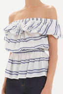 Blue Off shoulder Pleated  blouse  19714