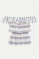 Blue Off shoulder Pleated  blouse  19714