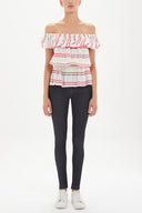 Red Off shoulder Pleated  blouse  19714