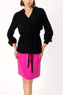 Black Lace detailed V neck tunic 19717