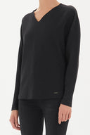Black Zipped wide cut blouse 19721