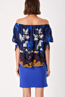 Blue Balloon sleeve low shoulder blouse 19744