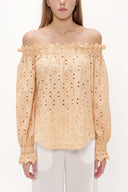 Beige Off shoulder  brode  blouse  19745