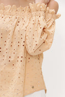 Beige Off shoulder  brode  blouse  19745