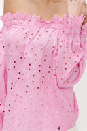 Pink Off shoulder  brode  blouse  19745