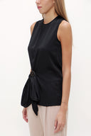 Black Metal accessory detail blouse  19753