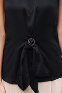 Black Metal accessory detail blouse  19753