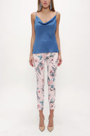 Blue Degage collar  strappy  blouse  19755