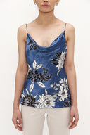 Navy Blue Degage collar  strappy  blouse  19755