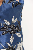 Navy Blue Degage collar  strappy  blouse  19755