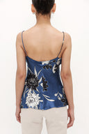 Navy Blue Degage collar  strappy  blouse  19755